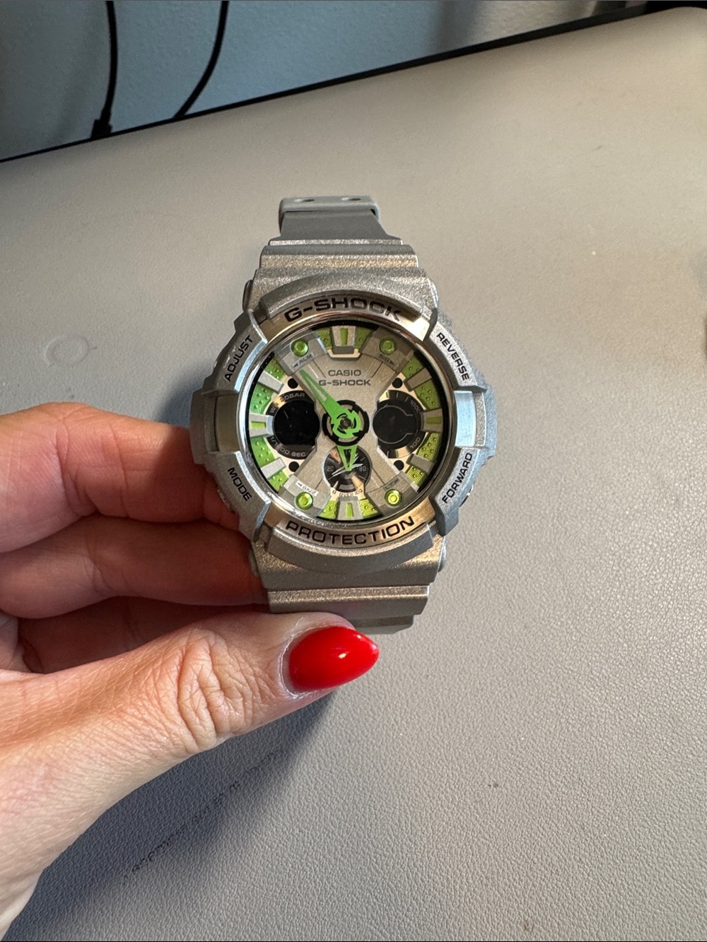 G-Shock Silver Watch with Lime Green Accents